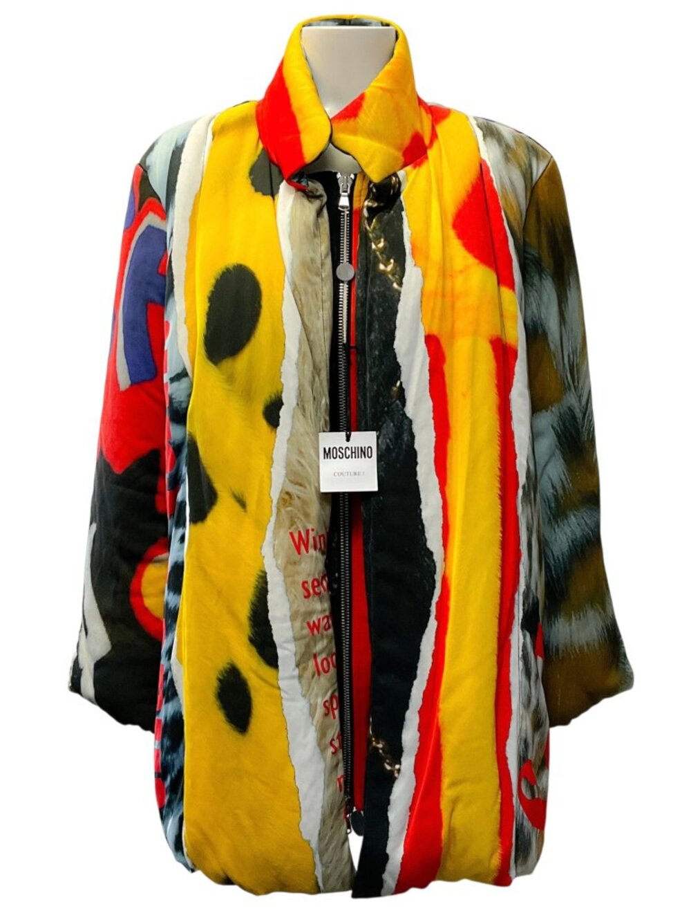 Moschino Yellow Multi Puffer Coat